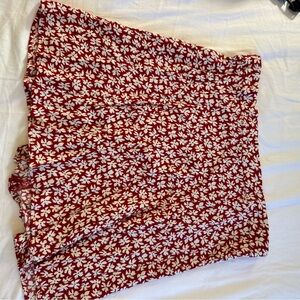 Reformation Red and White Floral Skirt